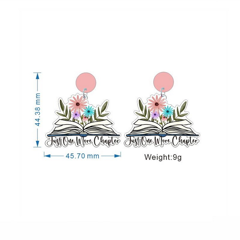 Flowers In Books Reading  Acrylic  Earrings