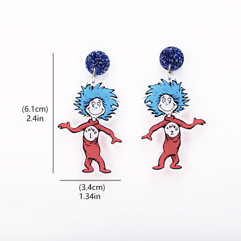 Cute Thing 1 Thing 2 Tiny Man Acrylic  Earrings
