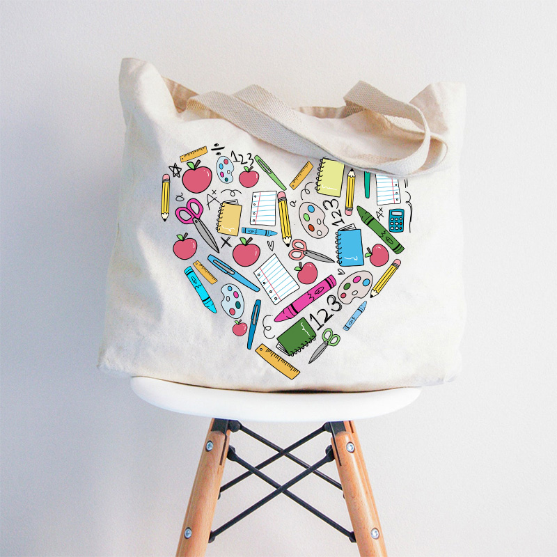 Teacher Heart Zip Tote Bag