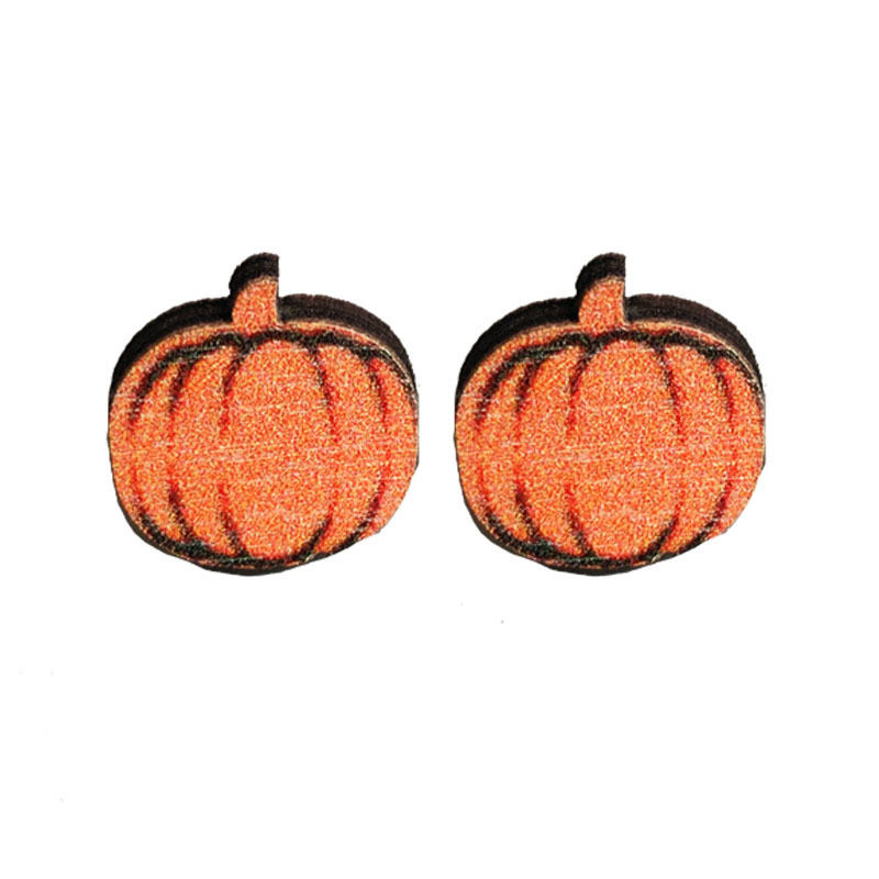 Big Pumpkin Wooden Earrings