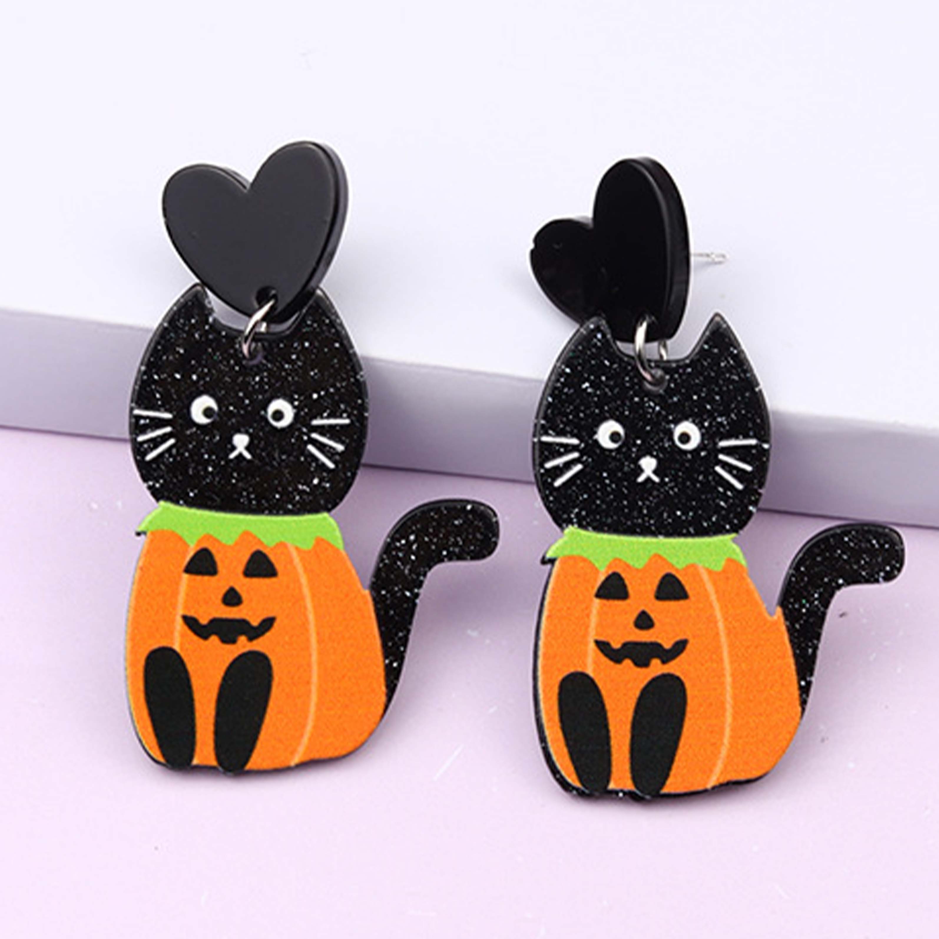 Cute Cat Wearing Pumpkin Clothes Acrylic Earrings