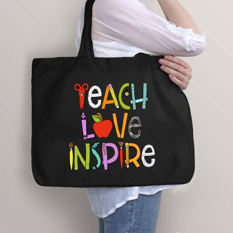 Lehren Lieben Inspirieren Lehrer Tragetasche mit Reißverschluss