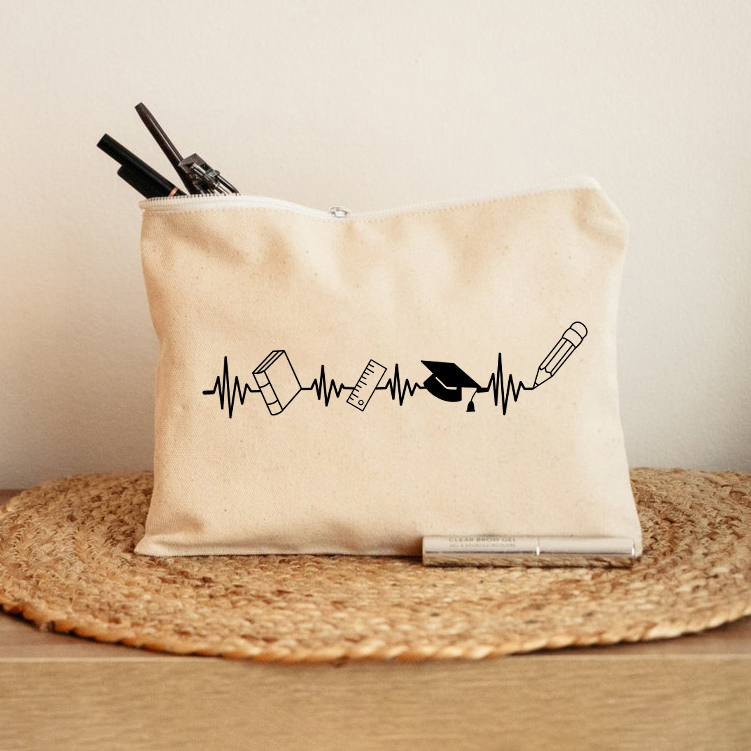 Teacher Heartbeat Makeup Bag