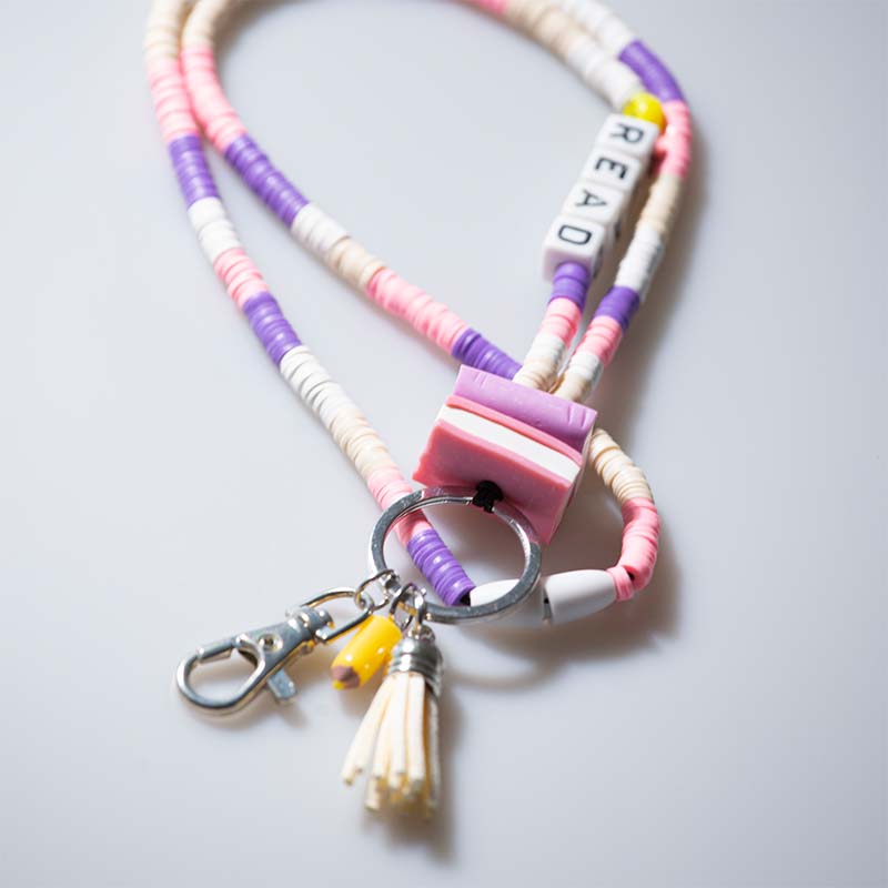 Read Letter Colorful Stripes Smile  Lanyard