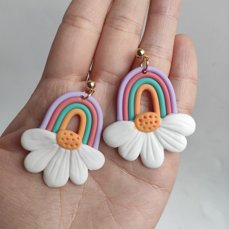 Colorful Flower Clay Earrings