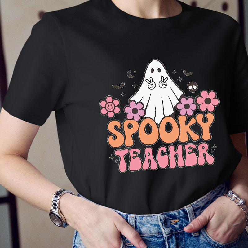 Spooky Teacher Peace Sign T-Shirt