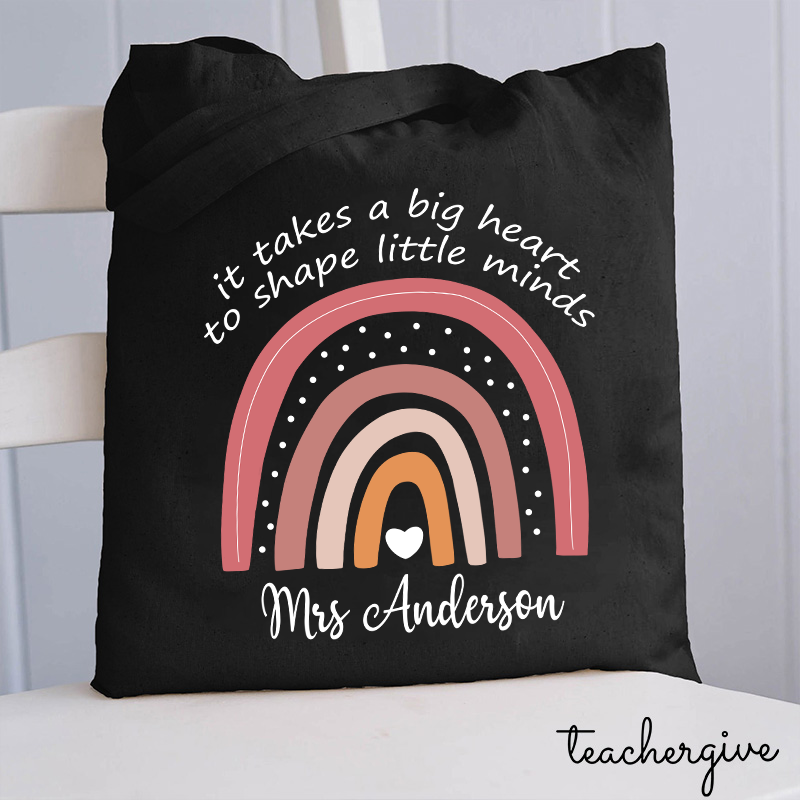 Personalized It Takes A Big Heart To Shape Little Minds Teacher Tote Bag