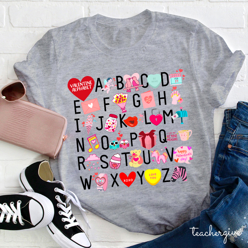 Valentine Alphabet Teacher T-Shirt