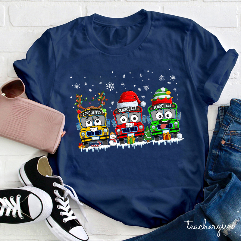 School Bus And Presents Teacher T-Shirt