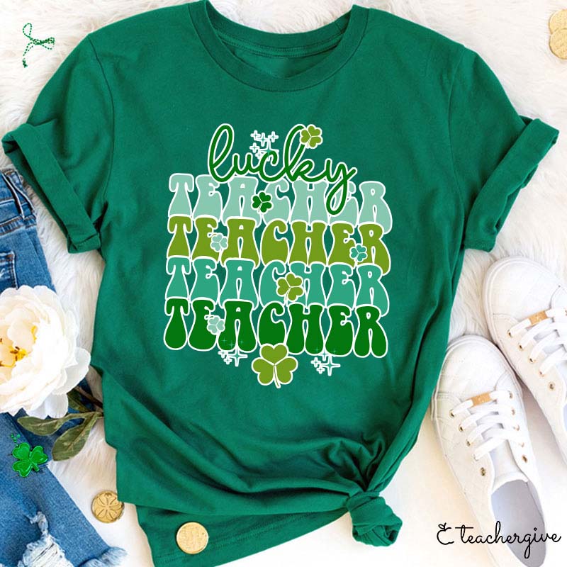 Sparkle Lucky Teacher Teacher Teacher Teacher T-Shirt