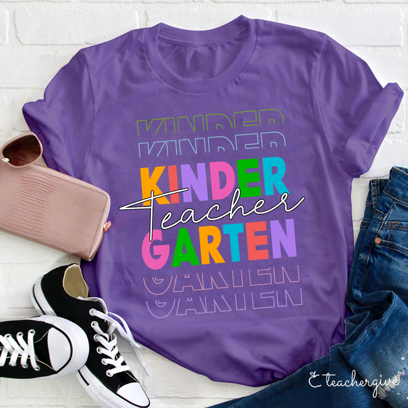 Personalized Colorful Letters Teacher T-Shirt