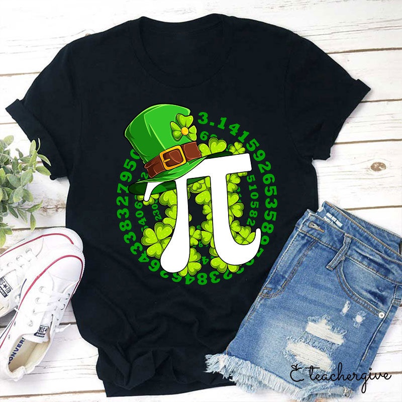 Irish Number Pi Leprechuaun Hat Teacher T-Shirt
