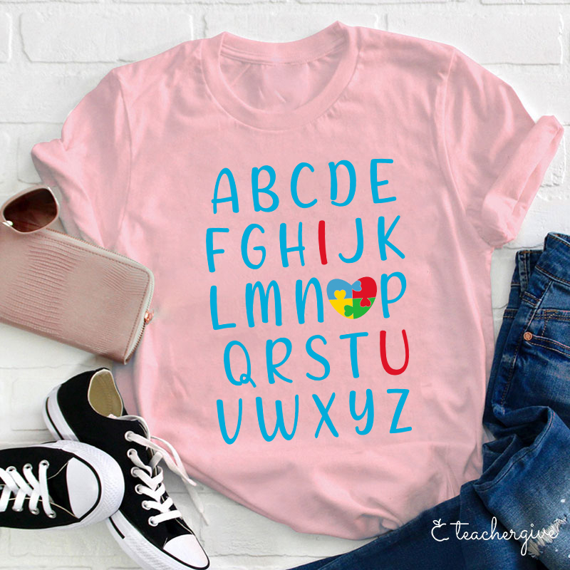 Valentine Vibes Alphabet Teacher T-Shirt