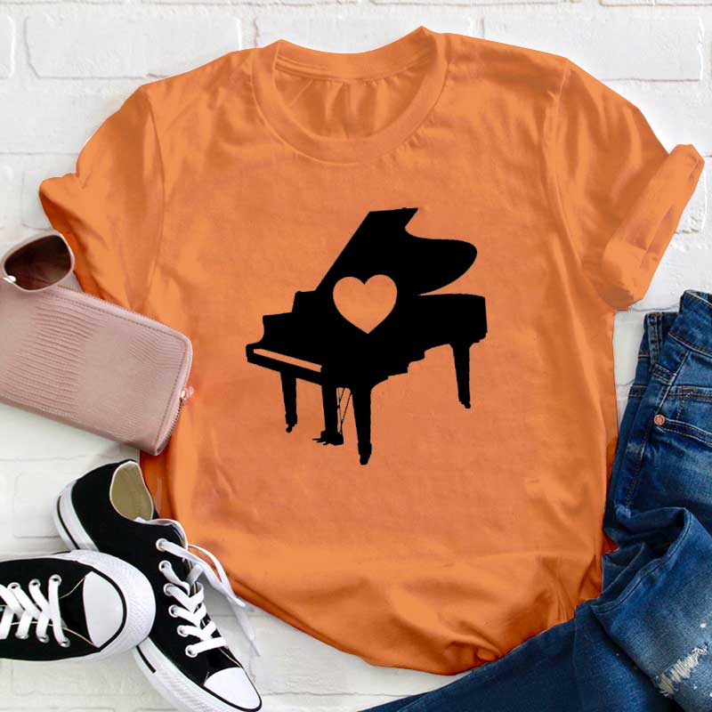 Herz Klavier Lehrer T-Shirt
