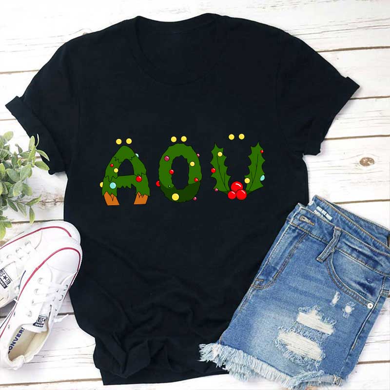 Weihnachts Alphabet Mit All Süßen Dingen Zu Weihnachten Lehrer T-Shirt