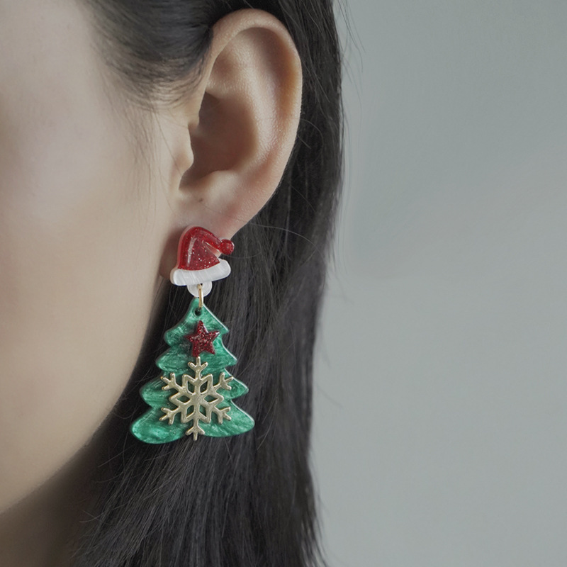 Sparkling Christmas Tree Acrylic Earrings