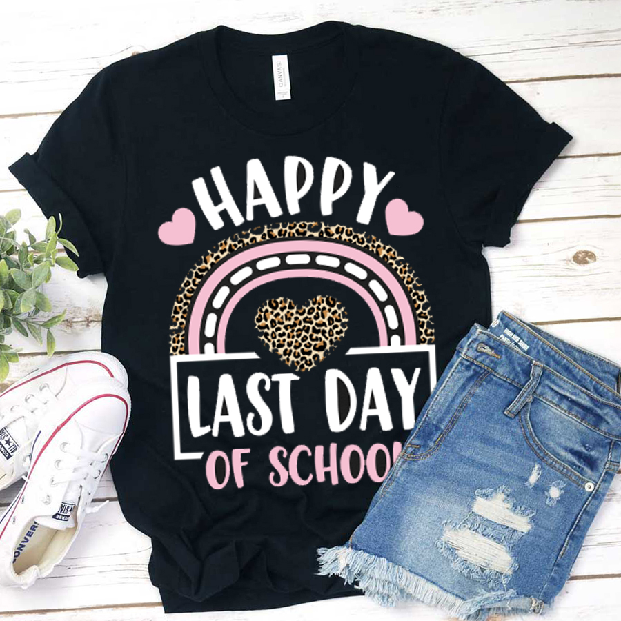 Happy Last Day of School Leopard Rainbow T-Shirt