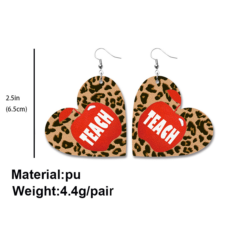 Leopard Print Heart Earrings