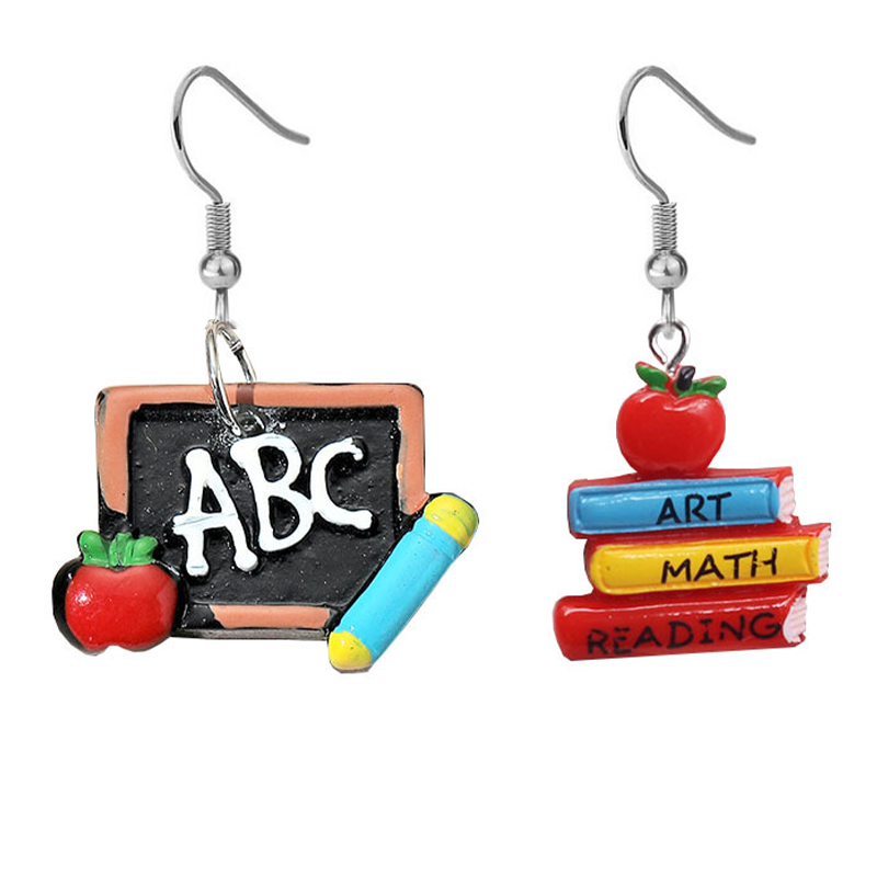 Small Blackboard Book Asymmetric Earrings