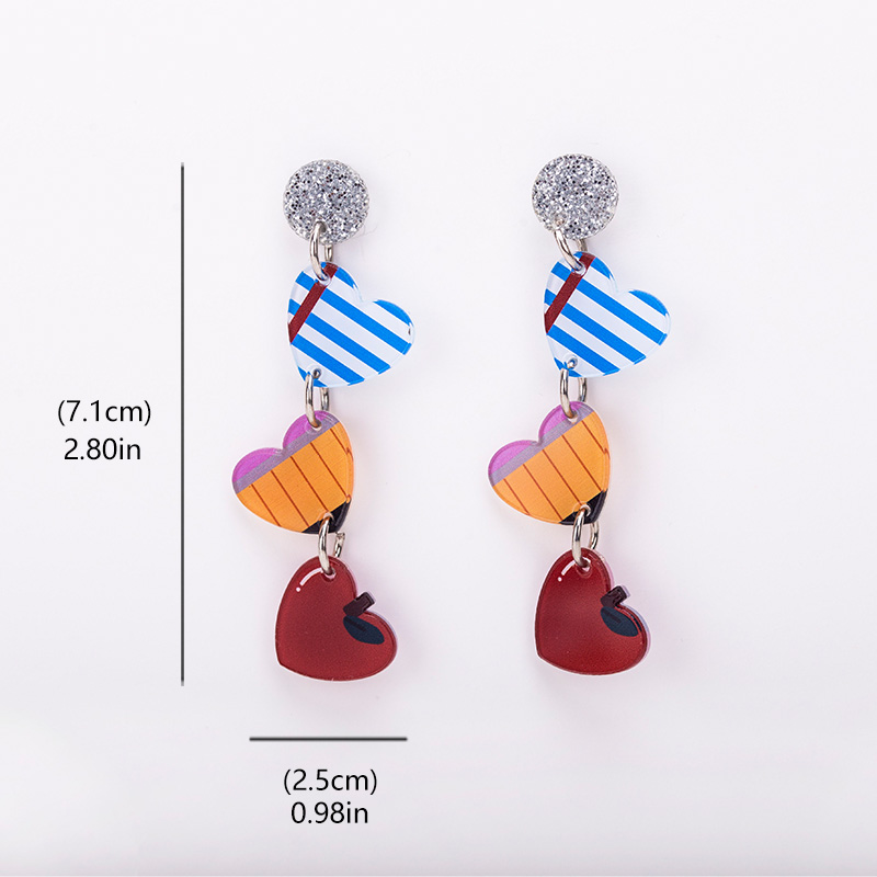Pencil Apple Hearts Tassel Acrylic Earrings