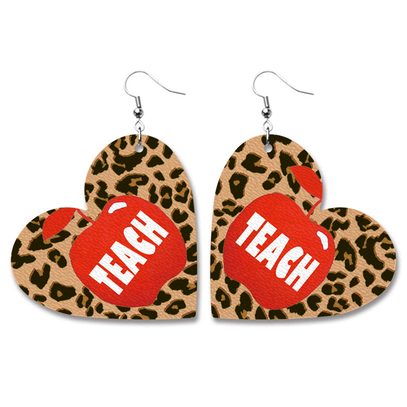 Leopard Print Heart Earrings