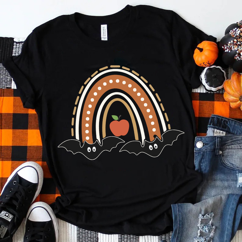 Halloween Bat Rainbow  T-Shirt