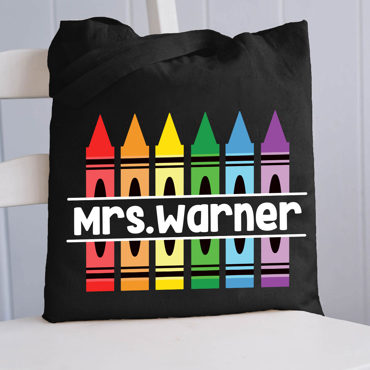 Personalized Pencil Crayon Teacher Name T-Shirt