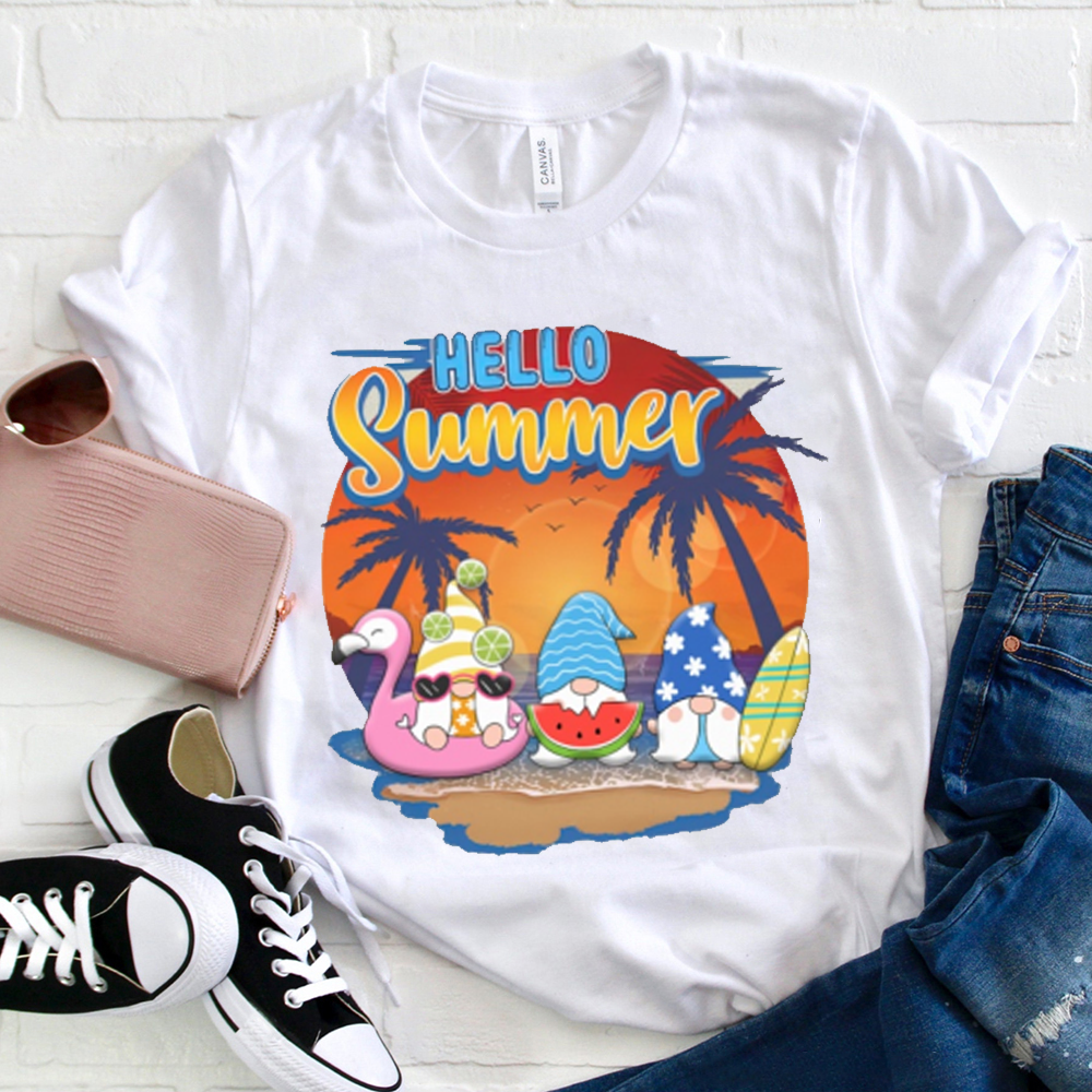 Hello Summer Cartoon Image T-Shirt