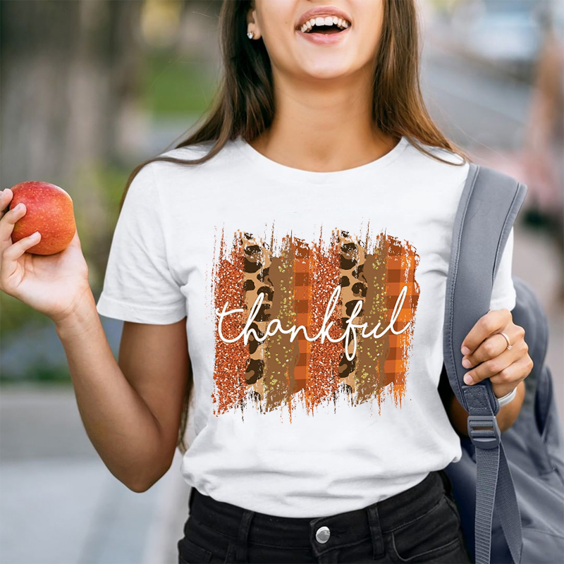 Thankful Leopard Teacher T-Shirt