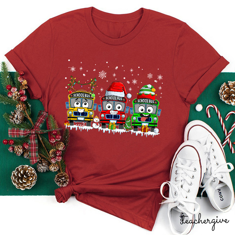 School Bus And Presents Teacher T-Shirt