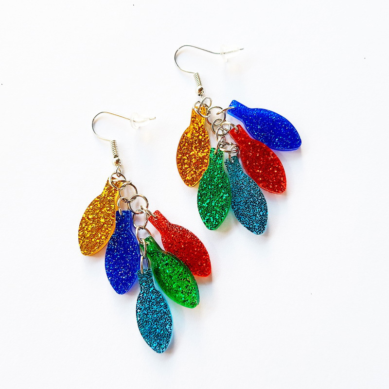 Christmas Colored Lights On Your Ears Teacher Acrylic Earrings