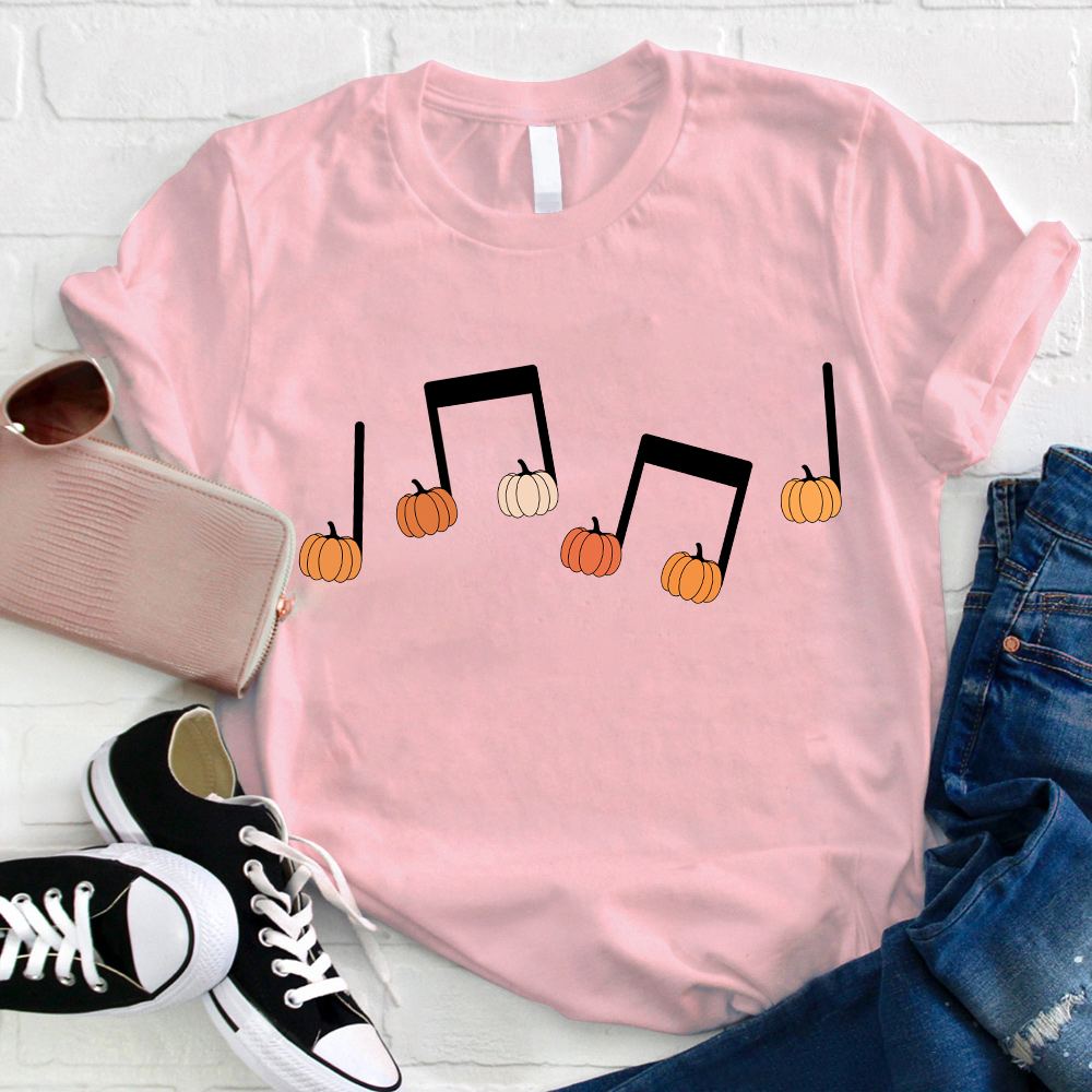 Musical Notation Halloween Pumpkin Teacher T-Shirt
