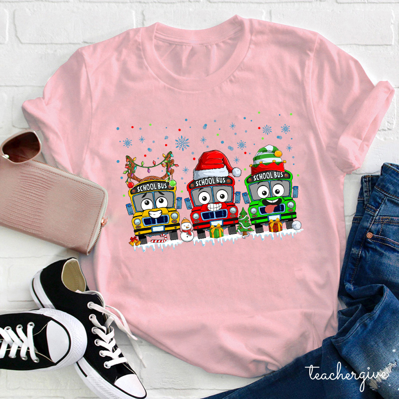 School Bus And Presents Teacher T-Shirt
