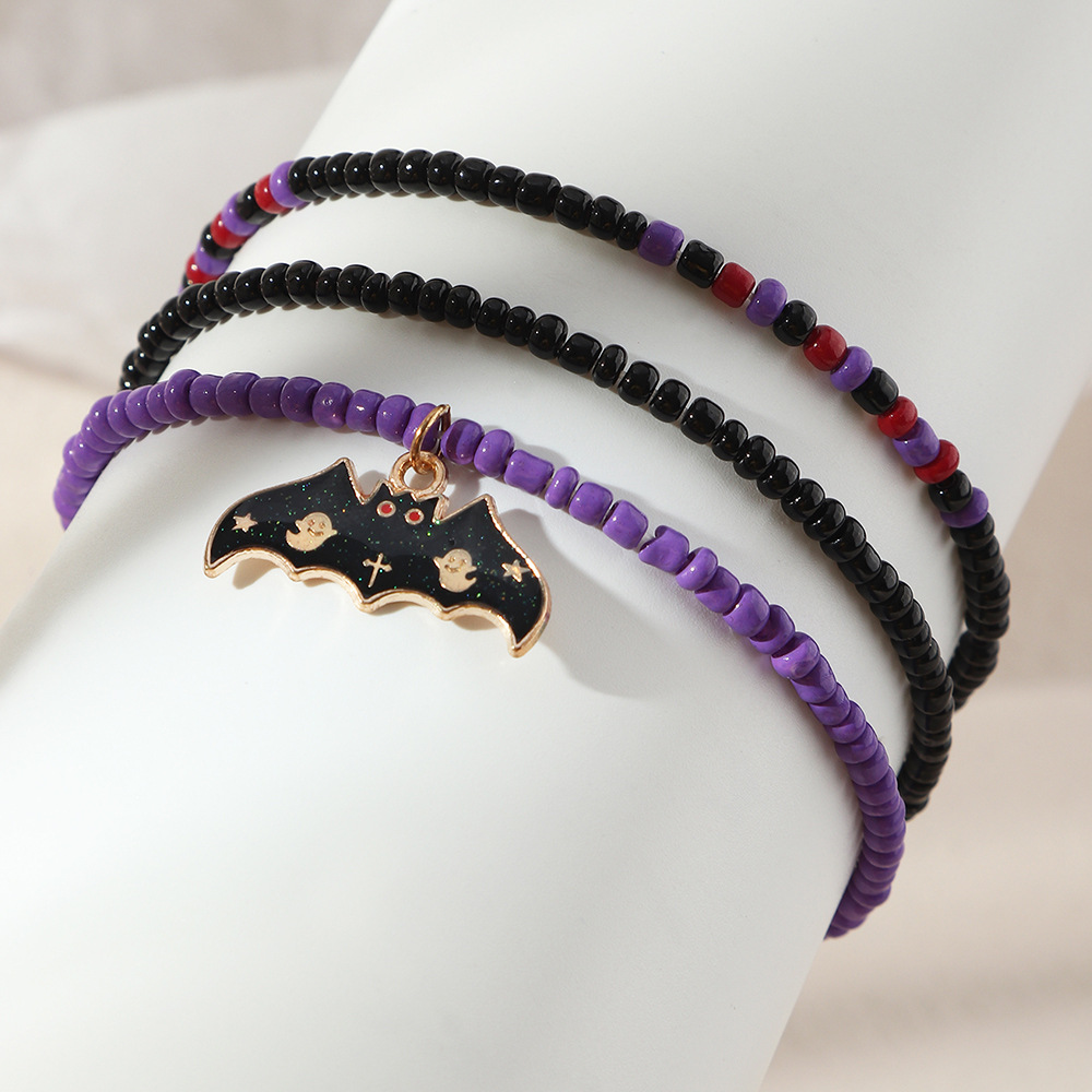 Purple Bat Beaded  Bracelet