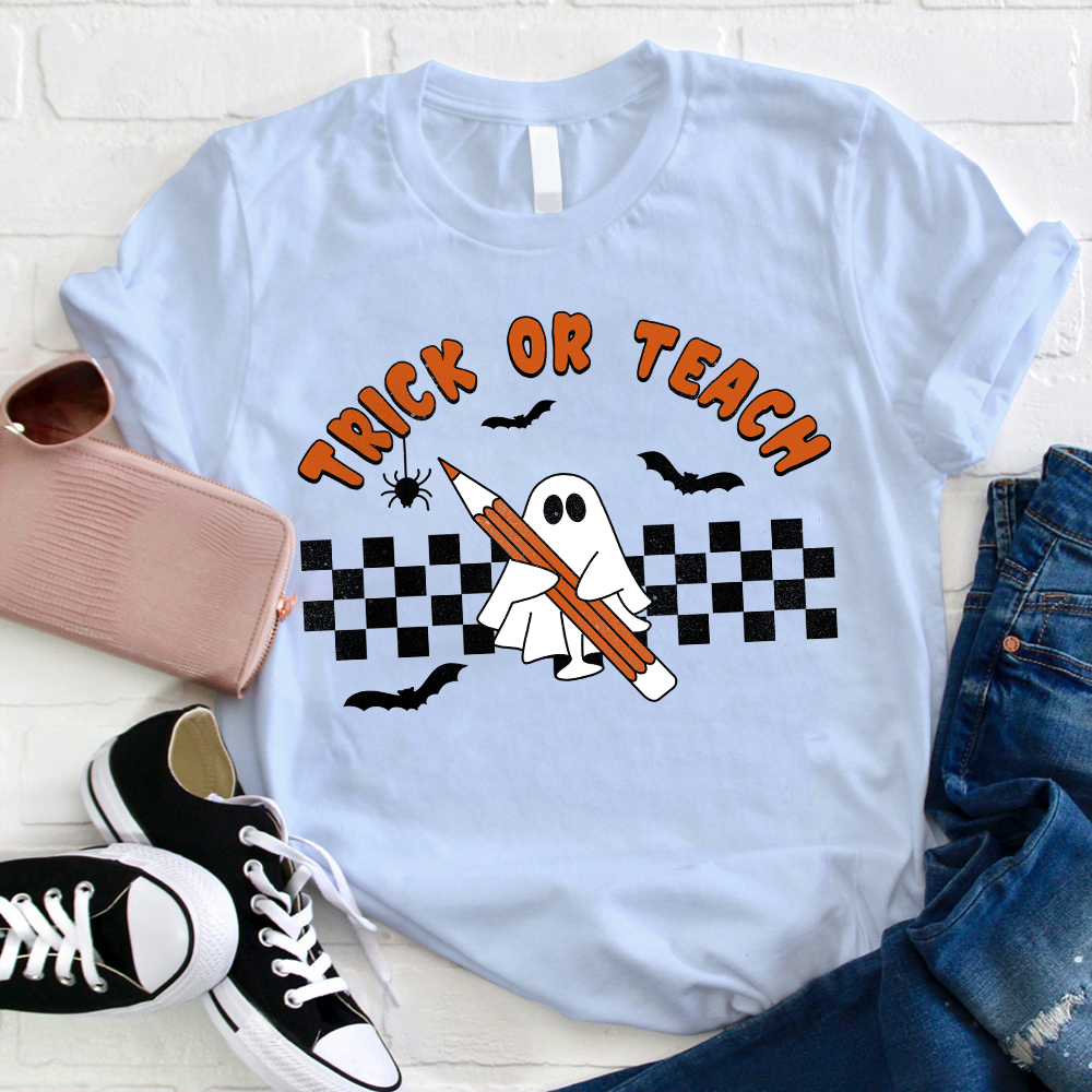 Trick Or Teach Cute Ghost Holding A Pencil T-Shirt
