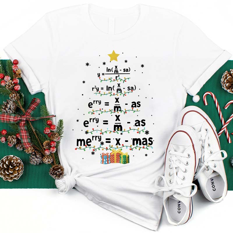 Merry Xmas Christmas Tree Teacher T-Shirt