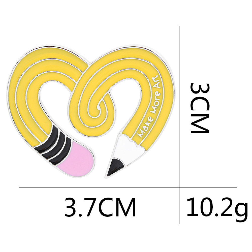 Yellow Pencil Heart-Shaped  Pin