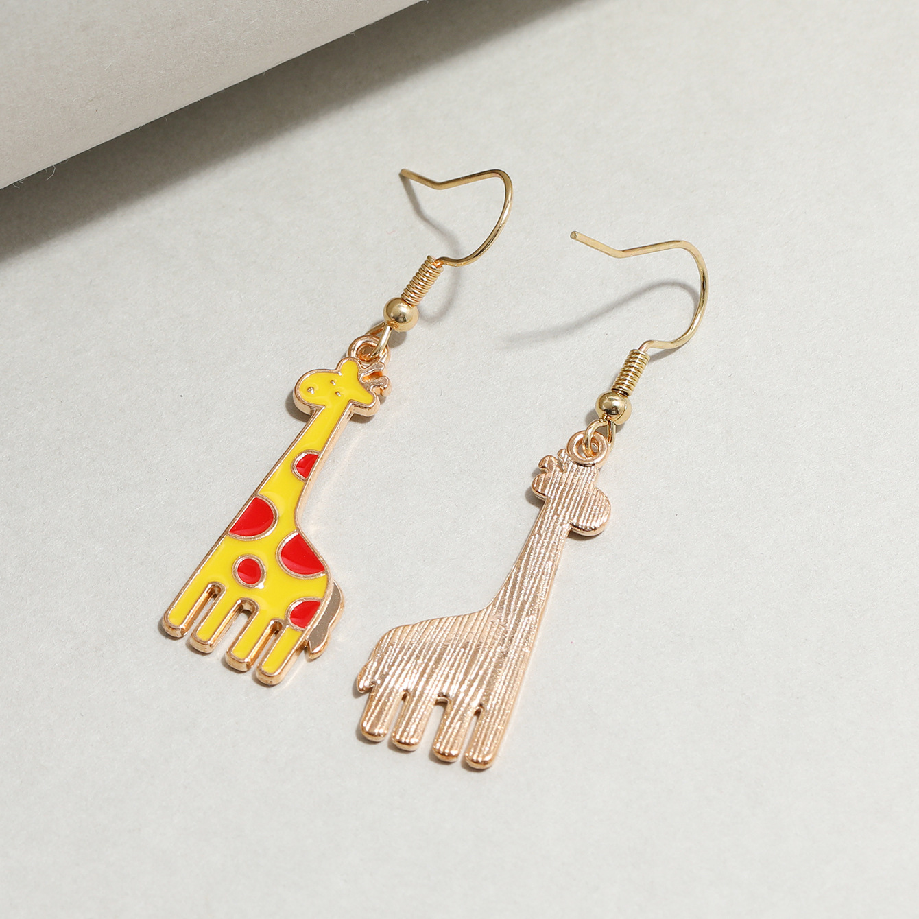 Cartoon Yellow Giraffe Metal Earrings