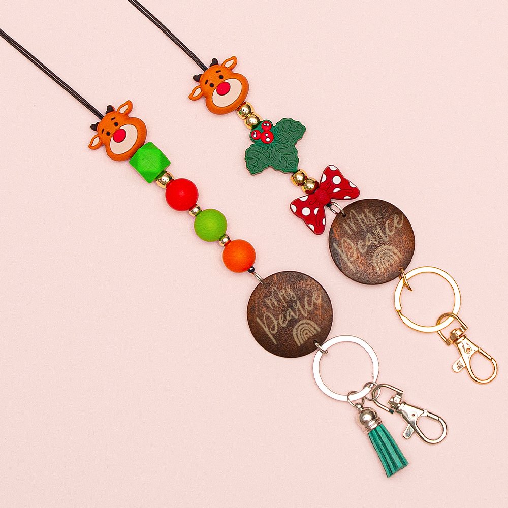 Personalized Elk And Bowknot Bead Lanyard