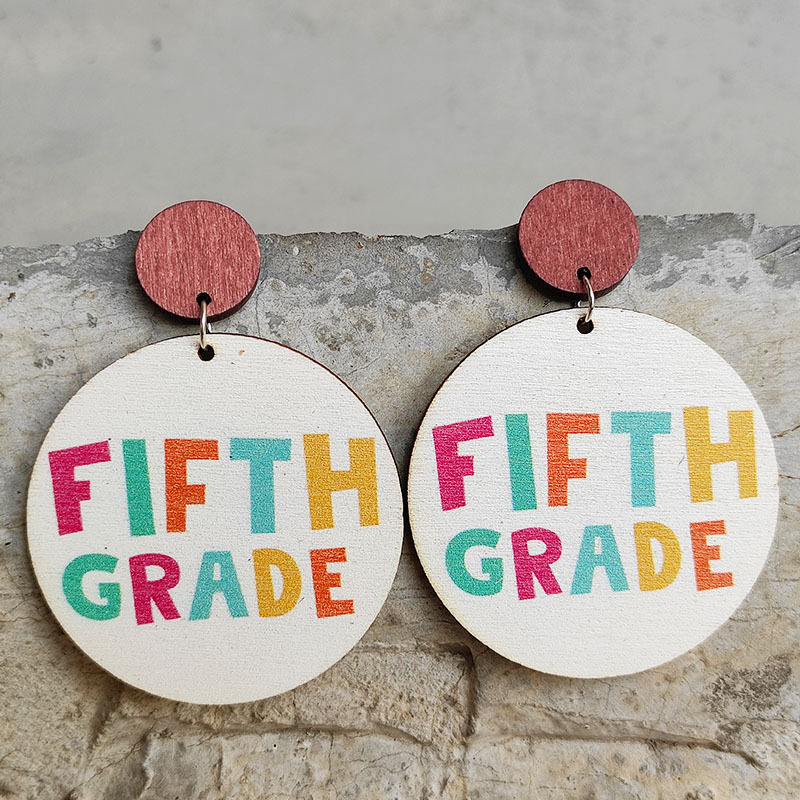 Different Grades Letter Wooden Earrings