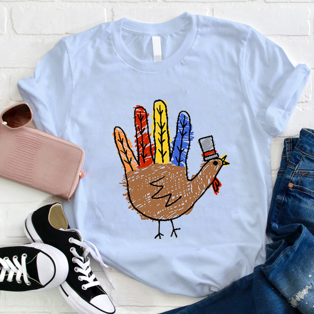 Hand Painted Turkey Teacher T-Shirt
