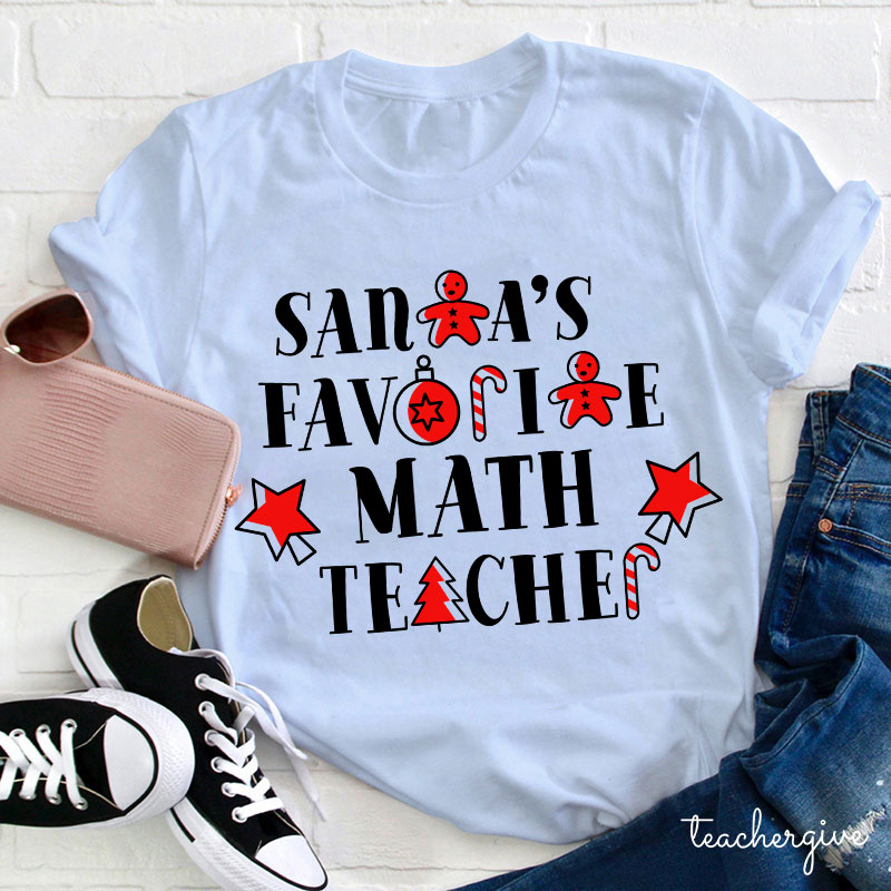 Santa's Favorite Math Teacher Loves Black And Red Teacher T-Shirt