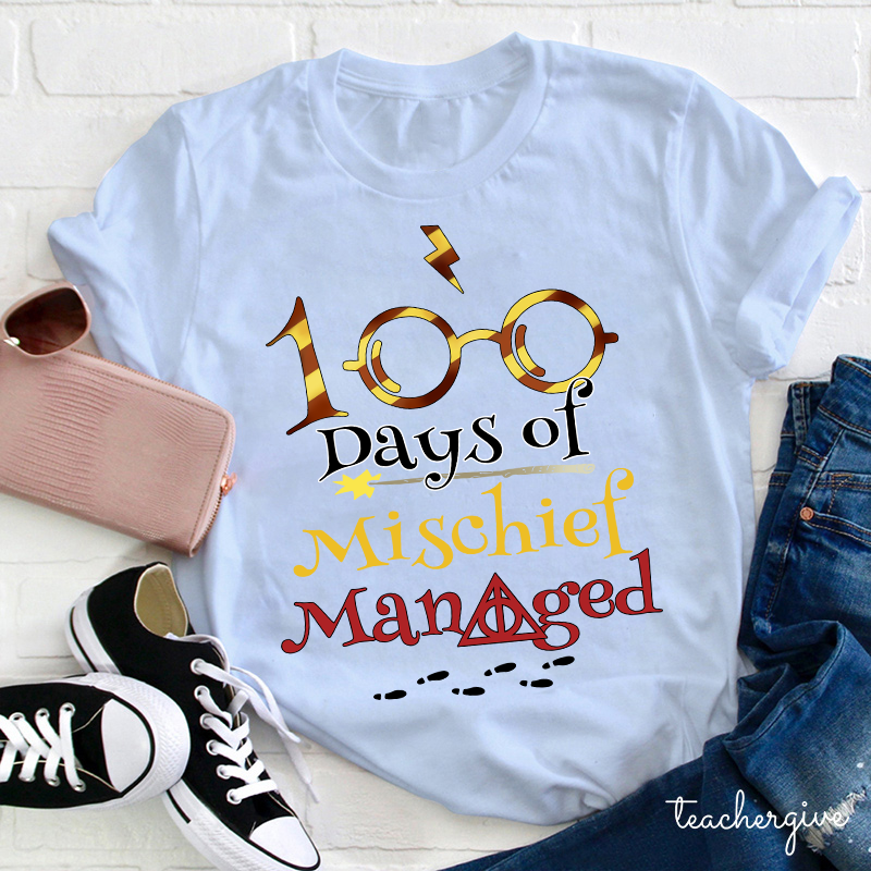 100 Days Of Mischief Managed Magic Style Teacher T-Shirt