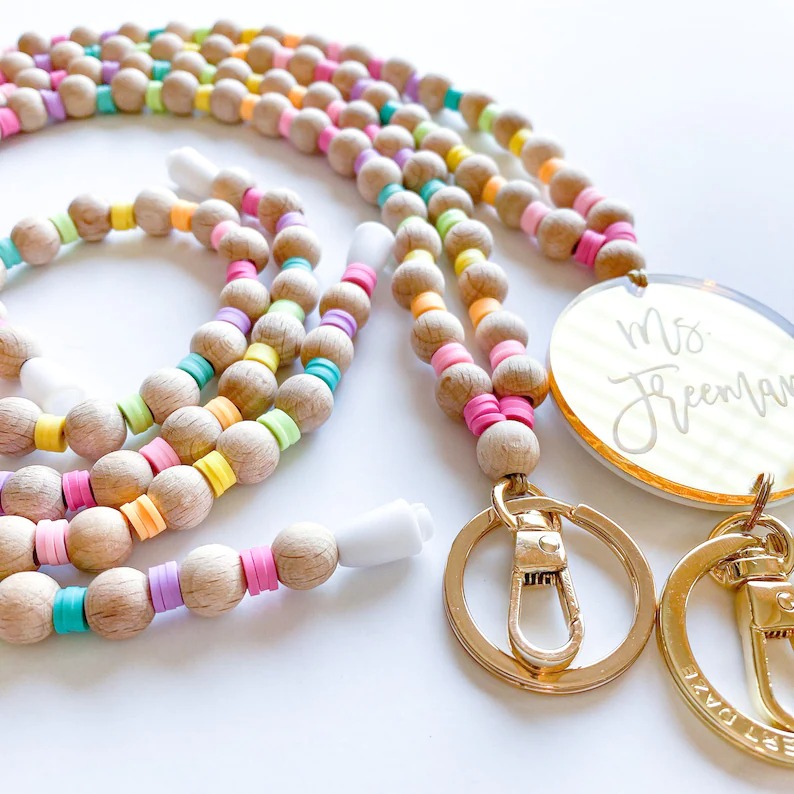 Personalized Colorful Bead Lanyard