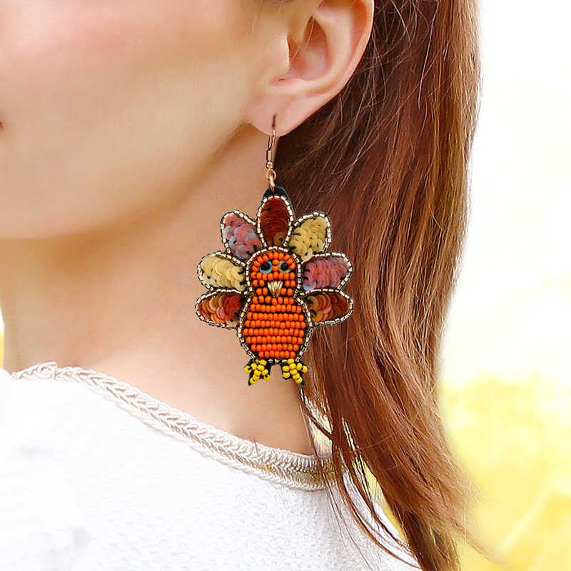 Thanksgiving Turkey Beaded Earrings