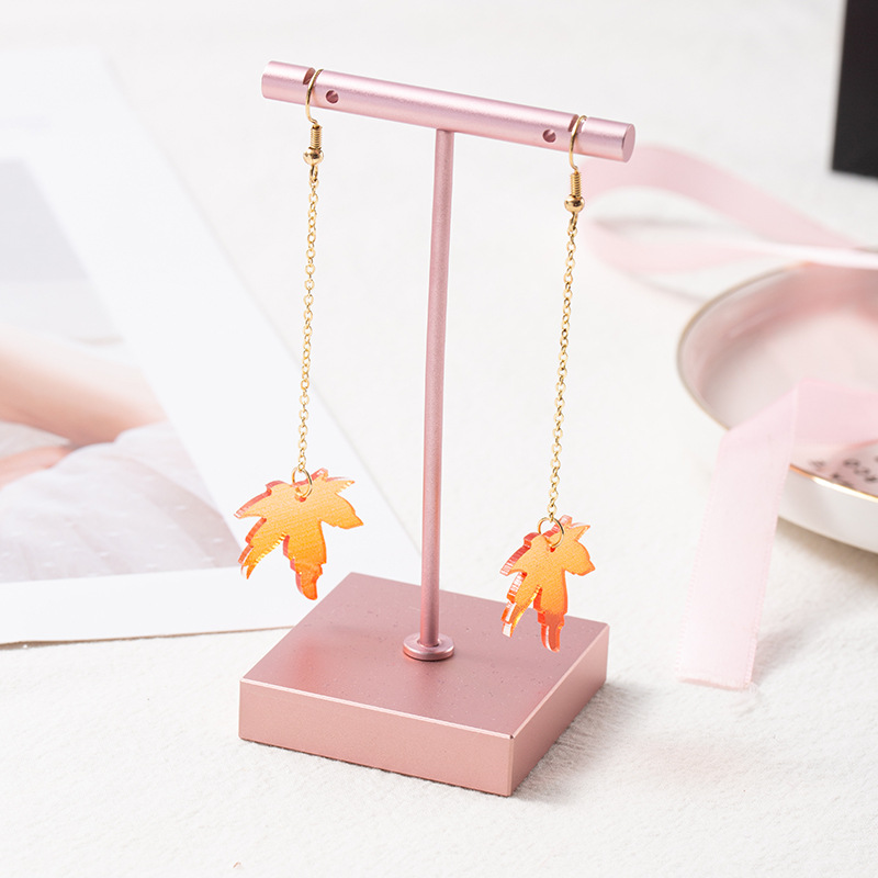 Red maple leaves Long Acrylic Teacher Earrings