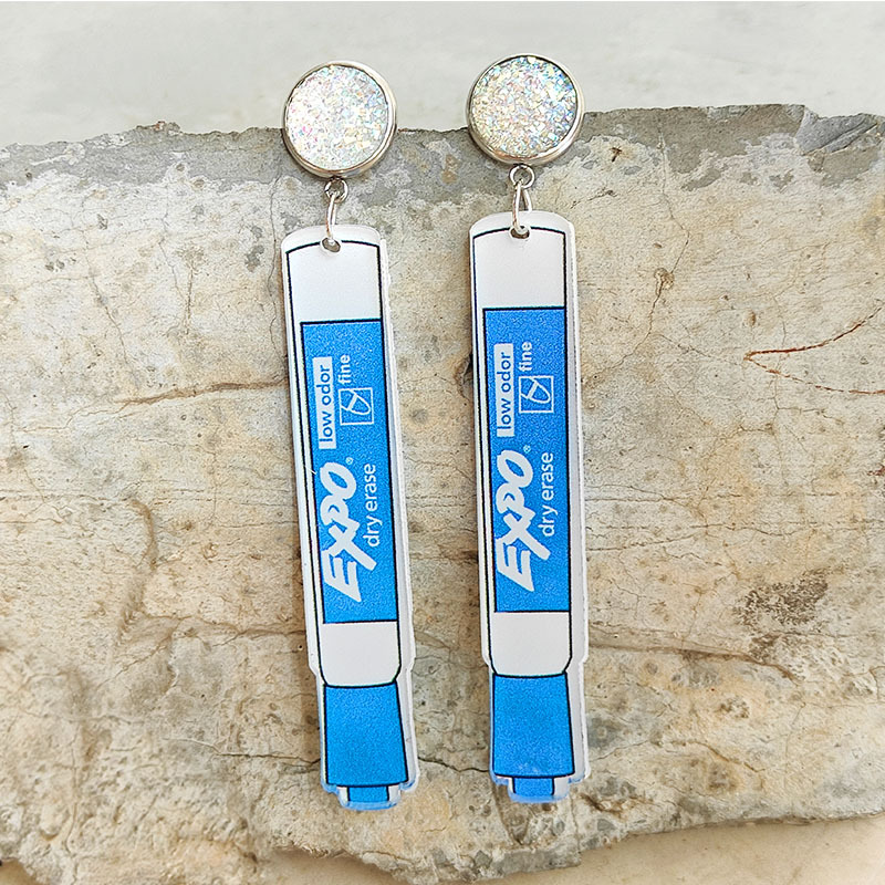 Cartoon Mark Pens  Acrylic  Earrings