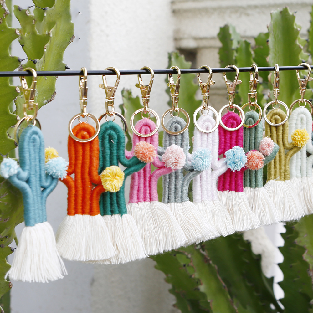 Colorful Cactus Tassels  Keychain