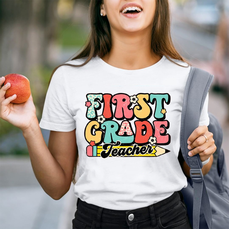 Personalized First Grade Teacher Tiny Flower T-Shirt