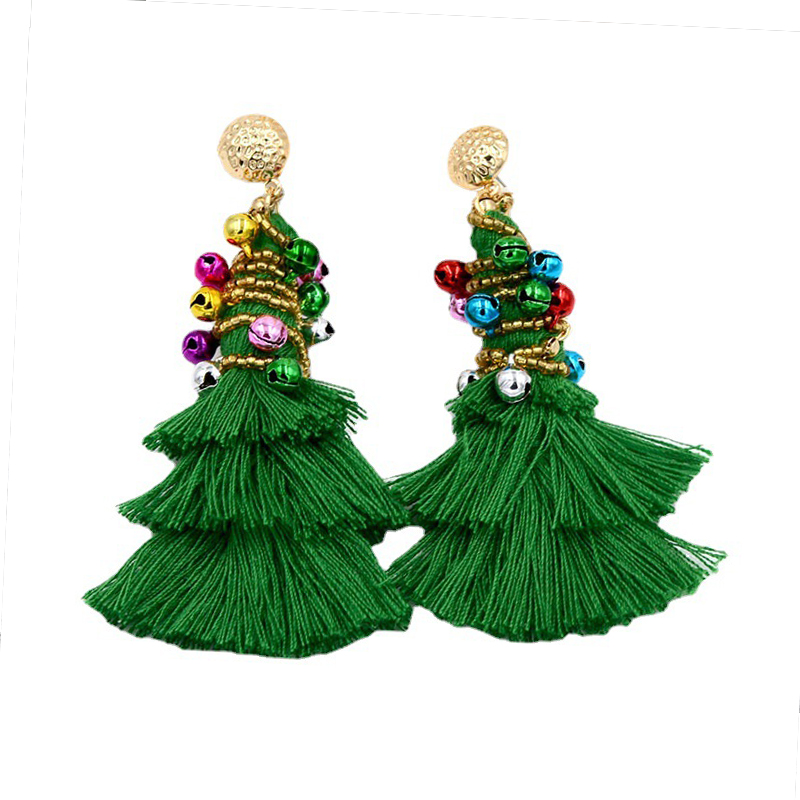 Hand-made Christmas Tree Teacher Beaded Earrings
